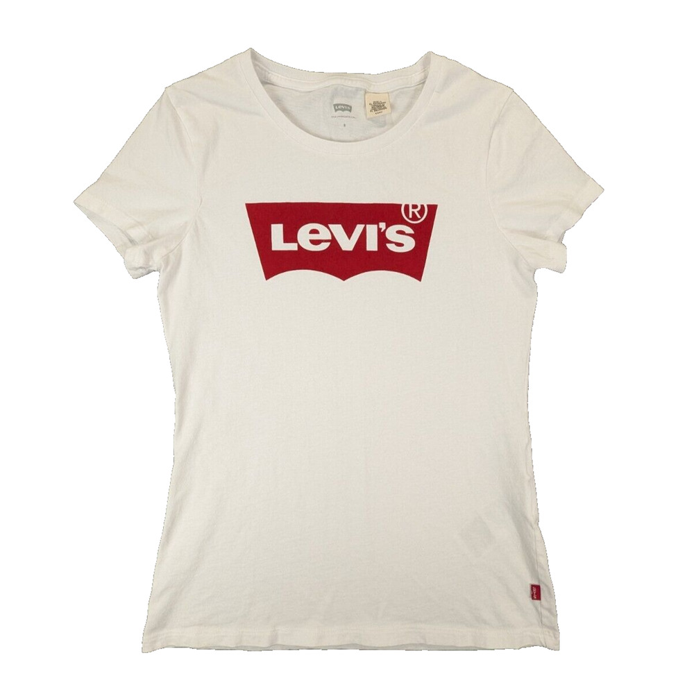 Levi's Top Small Women's White T-Shirt Short Sleeve Crew Neck 100% Cotton Tee